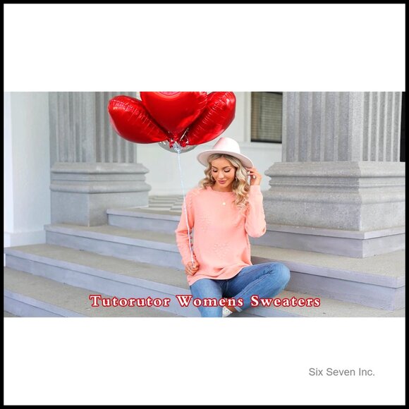 Oversized Crew Neck Pullover Sweater Loose Knit Y2K Chic Valentine Print - Picture 5 of 6